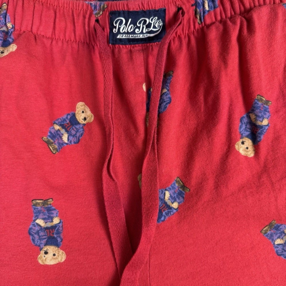 Polo Ralph Lauren Sleepwear Pants Men's Bear Pajamas Sz M RED - Picture 3 of 6